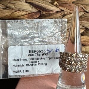 Bomb Party Lead the Way Ring with Dark Smoky Topaz Cubic Zirconia Size 6